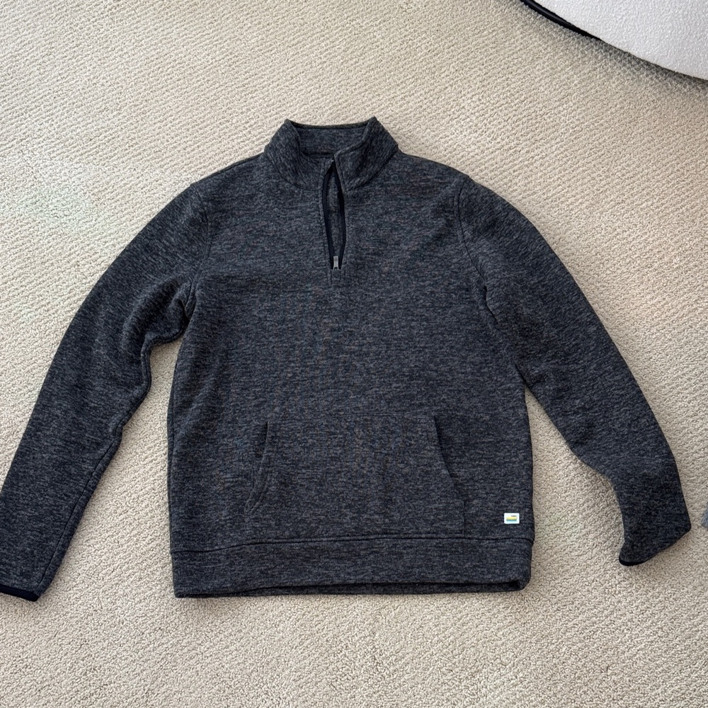 Vuori Men's Charcoal Zip-Up Sweater